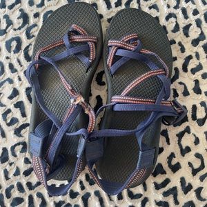 Navy and Orange Chaco Shoes